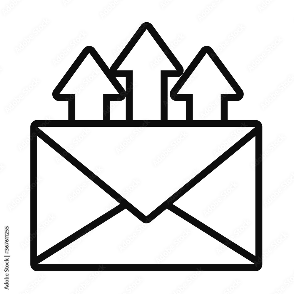 Poster envelope with upload arrows, line style