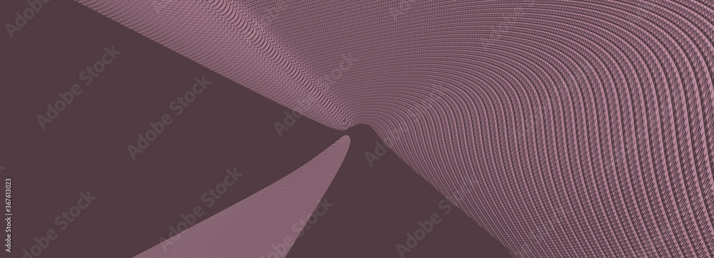 Poster ultra wide 3d illustration of a geometrical shape of pale violet red color on a white abstract backg