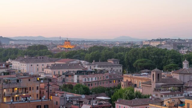 beautiful Rome landscape night and day time lapse