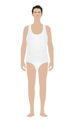 Caucasian man standing in underwear. vector