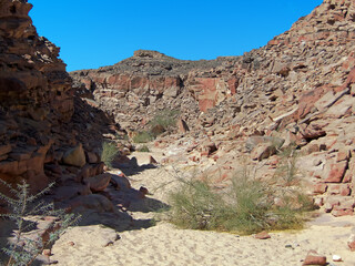 A view from the bottom of the Coloured Canyon near Nuweiba, Egypt in summer