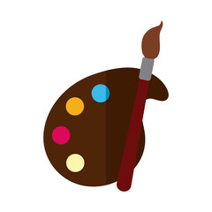 school education paintbrush color paletter flat icon with shadow