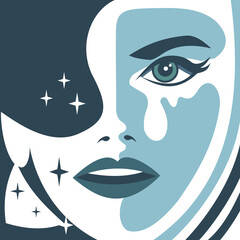 Crying stylish girl. Vector illustration
