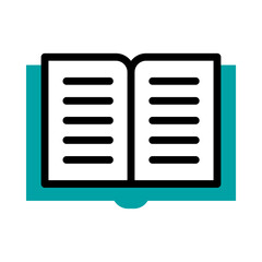 open book icon, half line half color style