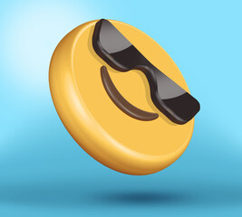 Emoticon cara sonriente con lentes de sol.Pra ser utilizado en Redes Sociales y paginas web. Diseño en 3D