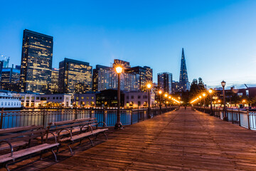 San Francisco city lights off pier