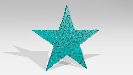 Obraz premium star from a perspective with the shadow. A thick sculpture made of metallic materials of 3D rendering. illustration and background