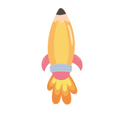 school education pencil rocket isolated icon design white background