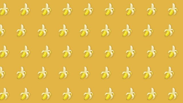 Motion design banana. An animated element banana on yellow background.