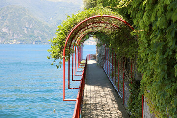 Fototapeta na wymiar The scenic path Walk of Lovers in Varenna, Lake Como, Italy