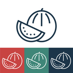 Linear vector icon with watermelon