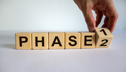 Time for Phase 2. Hand is turning a cube and changes the word 'Phase 1' to 'Phase 2'. Beautiful...