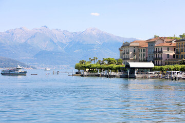 Fototapeta na wymiar BELLAGIO, ITALY - JUNE 23, 2020: view of coastal town Bellagio on Lake Como popular European travel destination