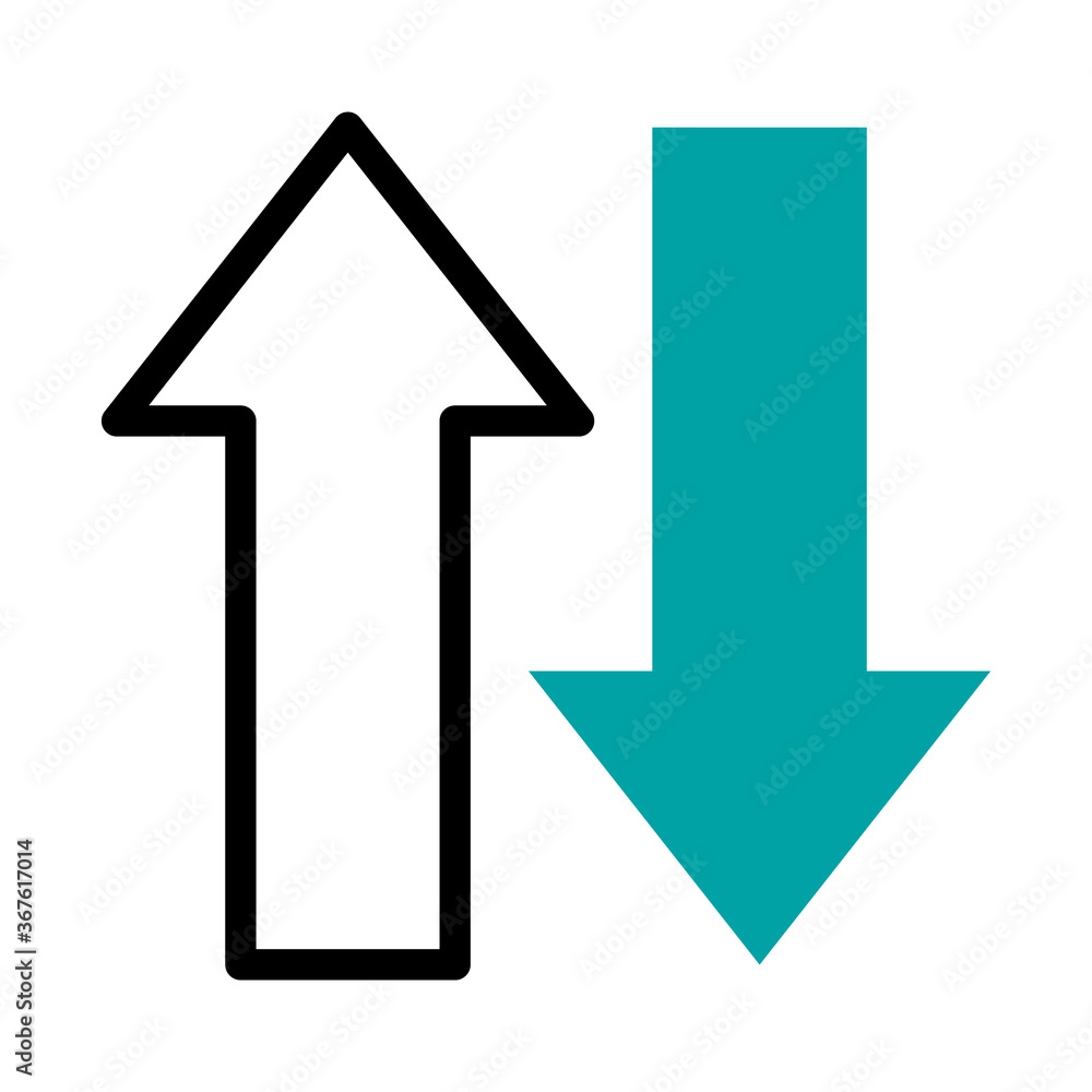 Poster dowload and upload arrows icon, half line half color style