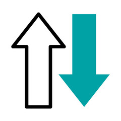 dowload and upload arrows icon, half line half color style