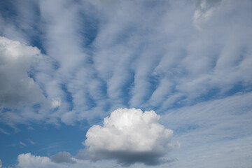 Obraz premium Blue sky with clouds and sun.