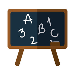 school education blackboard with tripod flat icon with shadow