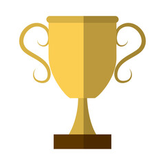 golden trophy award prize flat icon with shadow