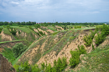 Ravines. Erosion of agricultural land