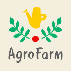 Abstract farm or agro logo. Hand drawn design background. Colorful contemporary trendy Shapes and Doodle isolated objects. Modern vector illustrations. Perfect for organic vegetarian products.