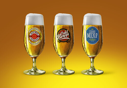 Cold Beer Glassware Goblet Mockup Set