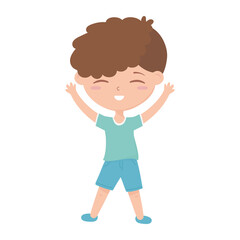 little happy boy cartoon character isolated icon design white background