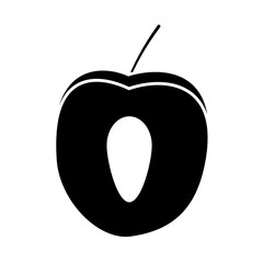 peach fruit icon, silhouette style