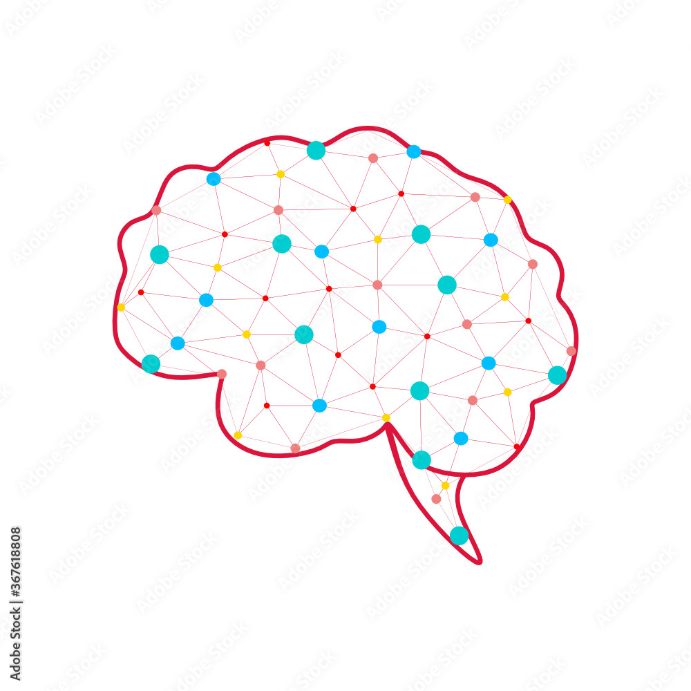 Aufkleber modern brain link connected point logo vector. digital human brain, particles plexus structure, abst