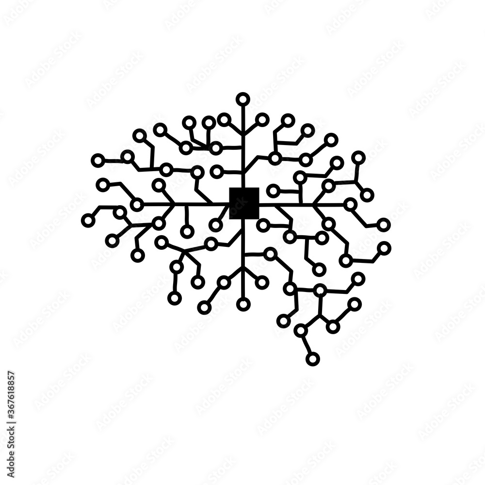 Aufkleber modern brain link connected point logo vector. digital human brain, particles plexus structure, abst