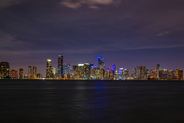 Obraz na płótnie Canvas Miami Beach, Florida, USA. Night view from on Biscayne Bay. Night in the beautiful city of Miami.