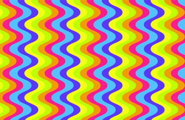 Obraz premium 1960s Hippie Wallpaper Design. Trippy Glitchy Background for Psychedelic 60s-70s Parties with Bright Acid Rainbow Colors and Groovy Geometric Wavy Pattern.