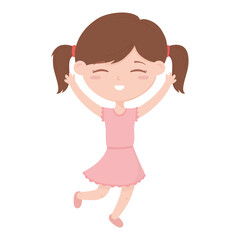 happy little girl cartoon character isolated icon design white background