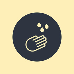 drop hand water icon in flat style on round background