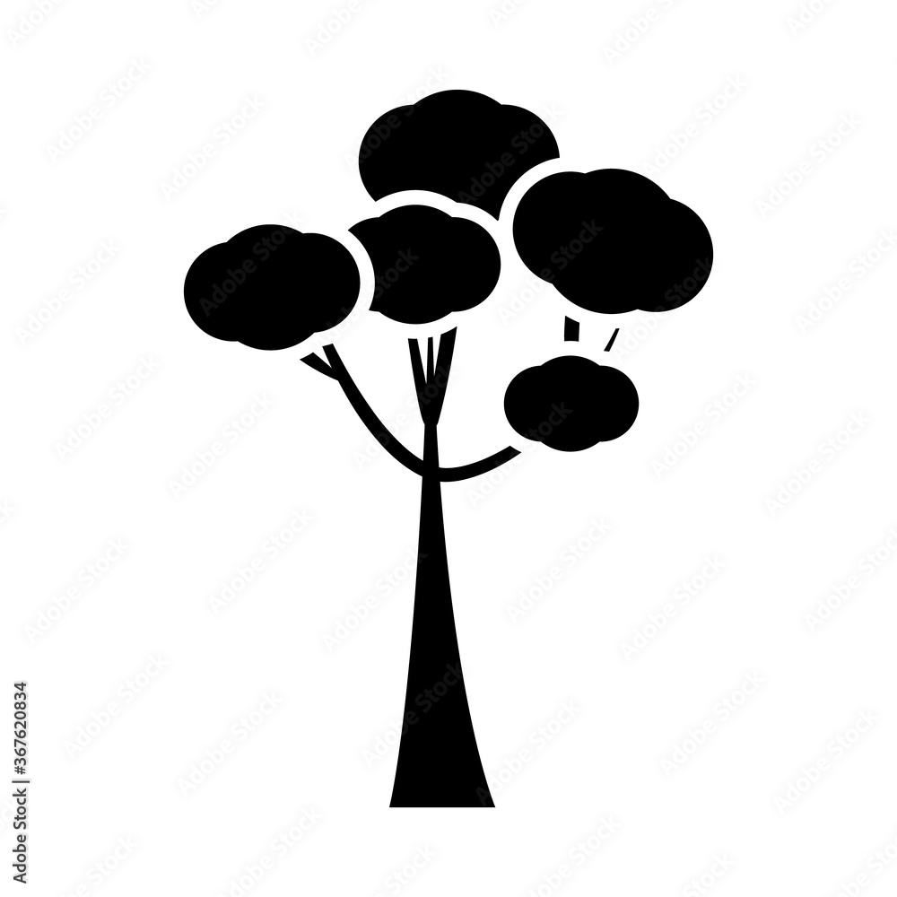 Poster tree with ovals silhouette style icon vector design