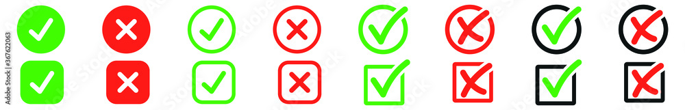 Poster check marks icons and crosses
