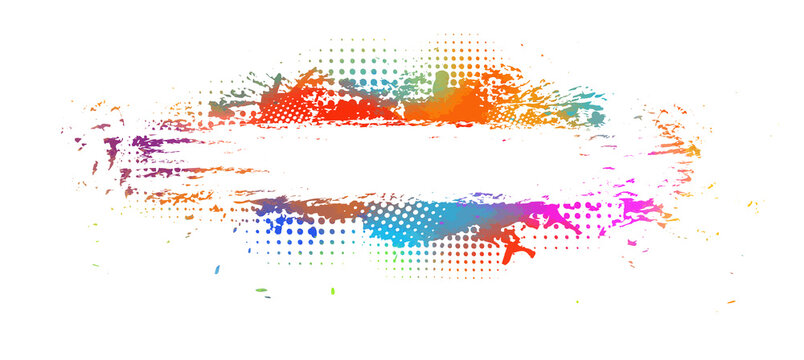 Multi color blots background. Grunge texture stroke line. Art ink dirty design. Border for artistic shape, paintbrush element. Vector illustration