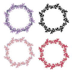 Flowers wreath in different style. Great for invitations and graphic design