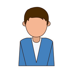 portrait man character cartoon faceless line and fill style icon