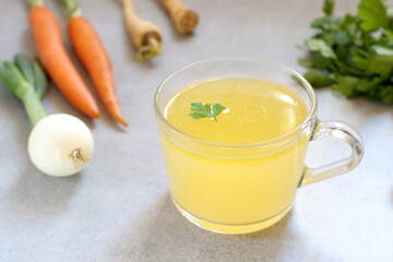 Broth with ingredients.