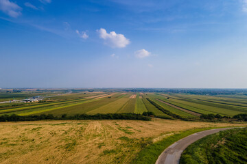 Fototapeta na wymiar agriculture field from aerial view in serbia near highway