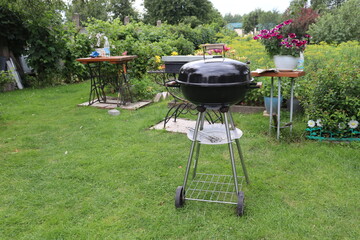 grill stuff in belarusian rural garden