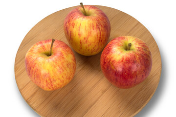 Fresh apples selected under wooden board.