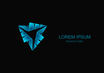 Triangular abstract logotype design template, Stylized business logo idea, Vector illustration Eps 10