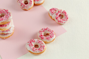 donuts on a pink background