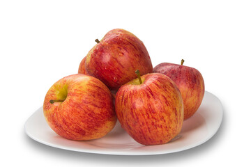 Apple. Slices of apple on the plate.