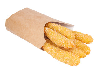 Deep fried fish fingers snacks fastfood isolated on the white