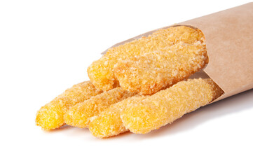 Deep fried fish fingers snacks fastfood isolated on the white
