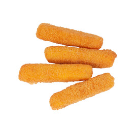 Deep fried fish fingers snacks fastfood isolated on the white