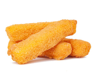 Deep fried fish fingers snacks fastfood isolated on the white