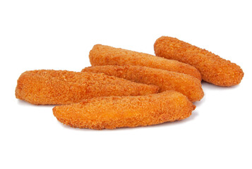 Deep fried fish fingers snacks fastfood isolated on the white